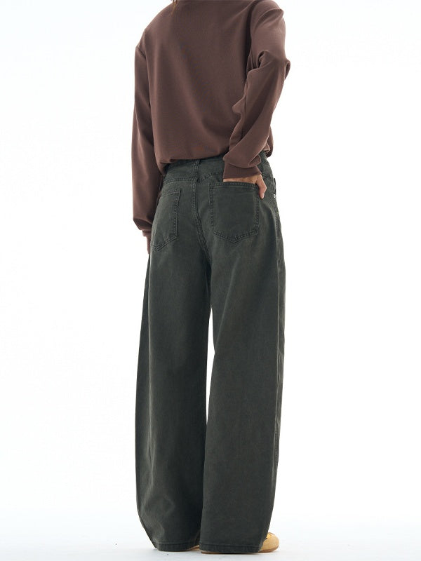 Floral Embroidery Vintage Design Machete Casual Wide-leg Pants