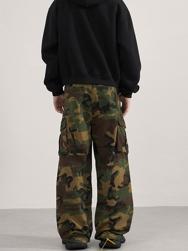 Liber Autumn Neutral wear Multiple pockets Camouflage Pants