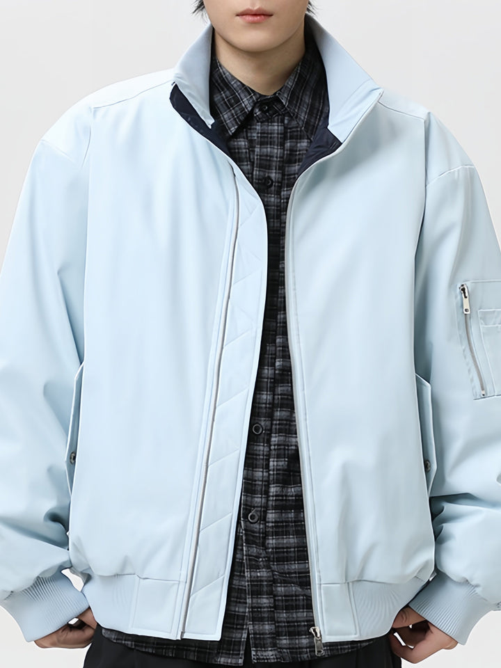 Cleanfit Triple-proof Warm High-collar Flight Jacket In Dark Red