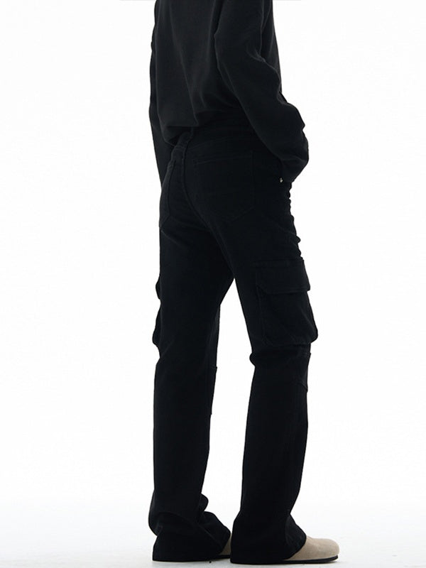 Liber Autumn Neutral wear Multiple pockets Solid Color Cargo Trousers