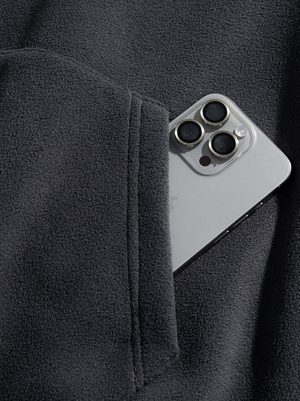 Half Zipper Thickening Polar Fleece Hooded Sweatshirt