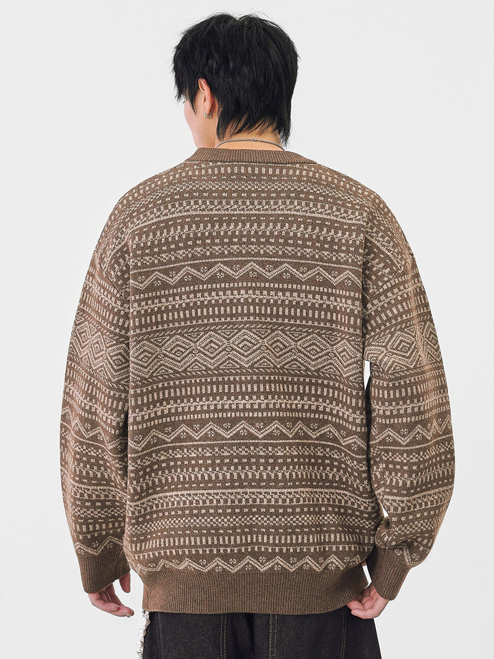 Retro Fair Isle Pattern Sweater Sweaters