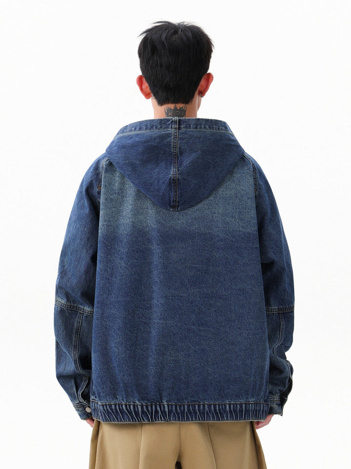 Zipper Silhouette Leisure Hooded Denim Jacket