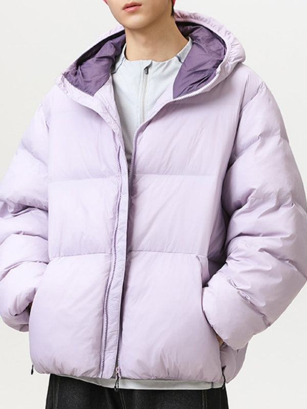 Maillard Contrasting Colors Keep Warm Hooded Coat