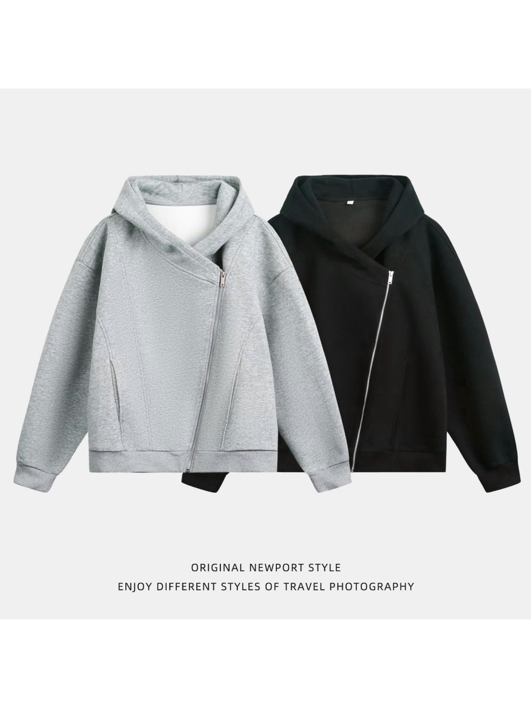 Irregular Zipper Hoodie Jackets