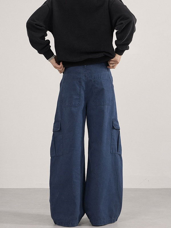 Liber Autumn Neutral wear Multiple pockets Solid Color Cargo Trousers