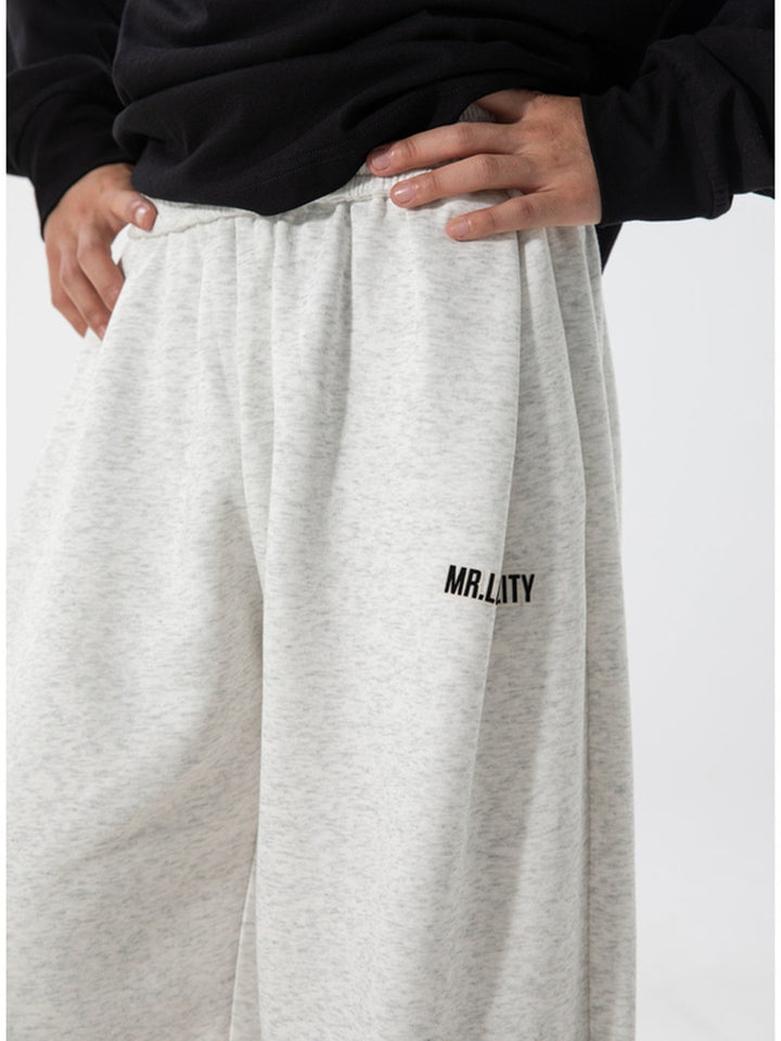 Letter Print Sports And Leisure Three-dimensional Pleating Cuffed Sweatpants