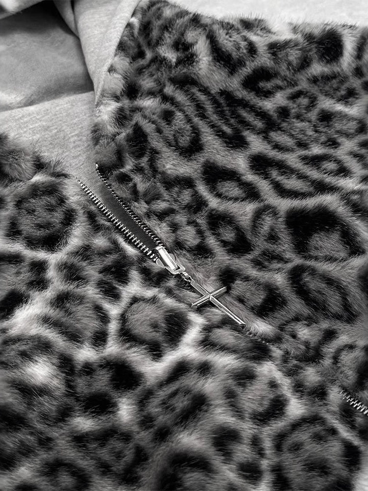 Reversible Leopard Print Hoodie Jacket