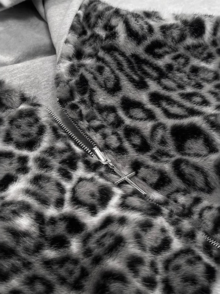 Reversible Leopard Print Hoodie Jacket