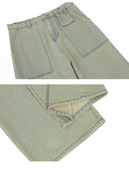 Stripes Large Pockets Cargo Trousers