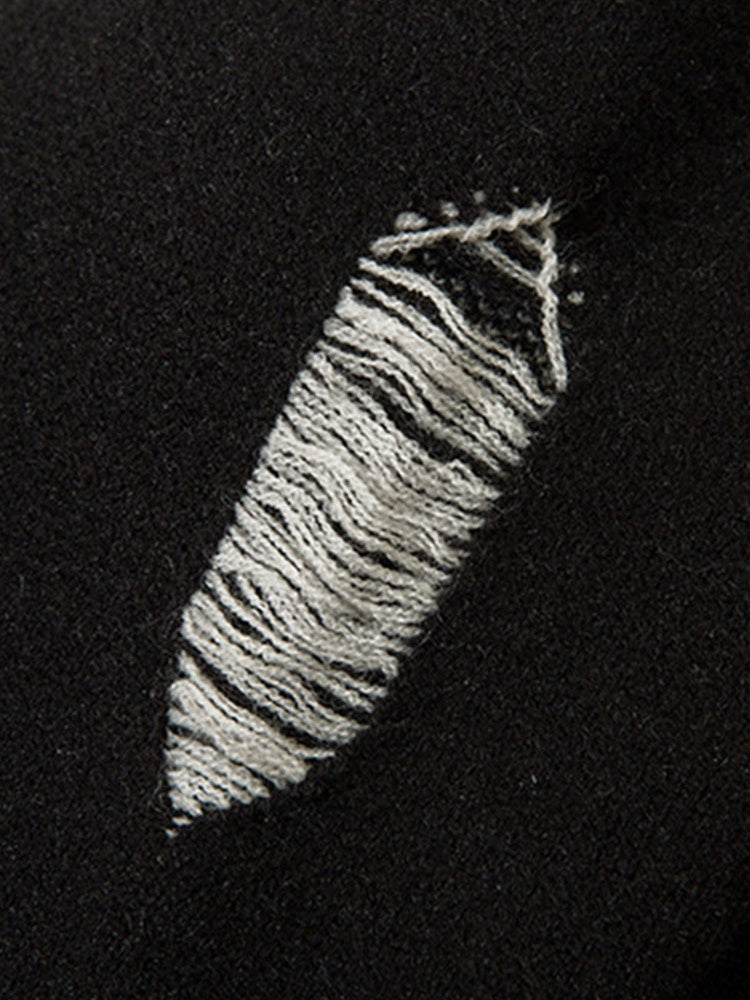 Retro Character Pattern Loose And Casual Destroyed Sweater