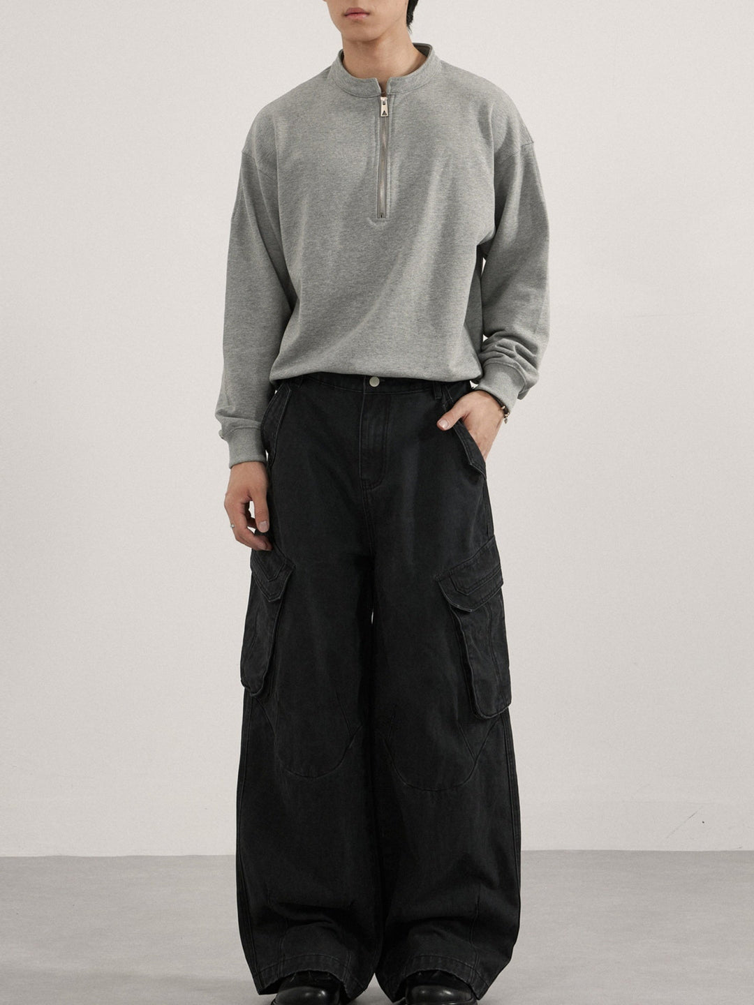 Retro Washing Silhouette Loose Wide-leg Cargo Leisure Machete Cargo Trousers