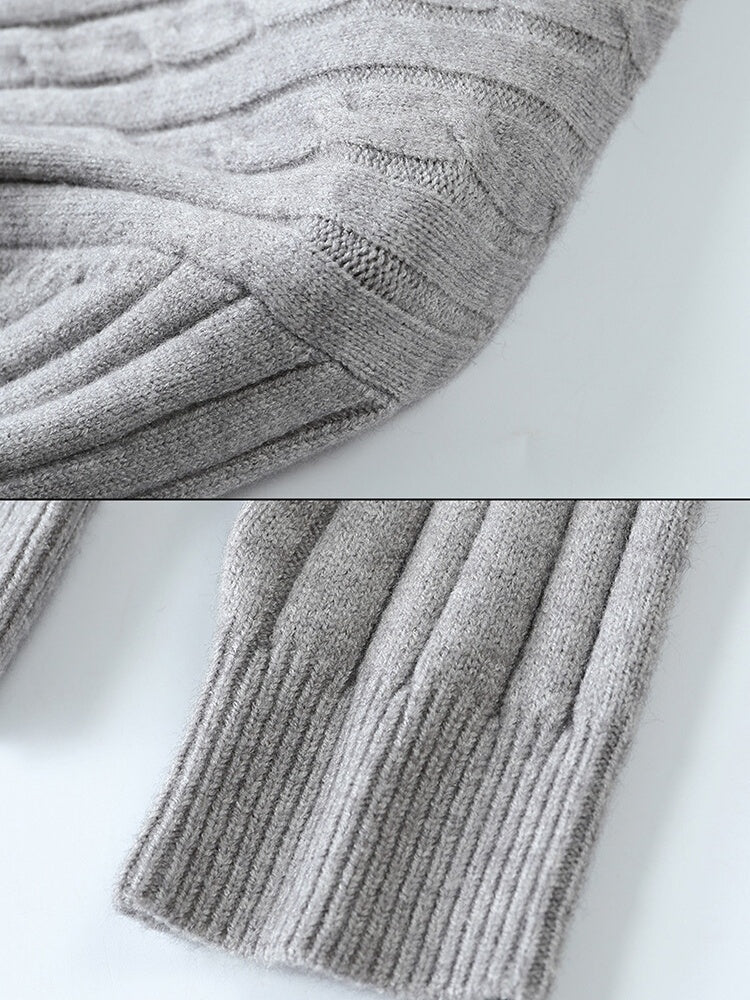 Mock Neck Half Zipper Thickening Keep Warm Leisure Sweaters