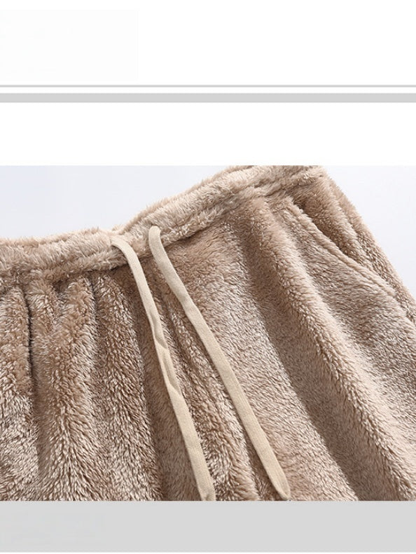 All-match Outdoor Solid Color Arctic Velvet Binding Of Feet Plush Casual Pants
