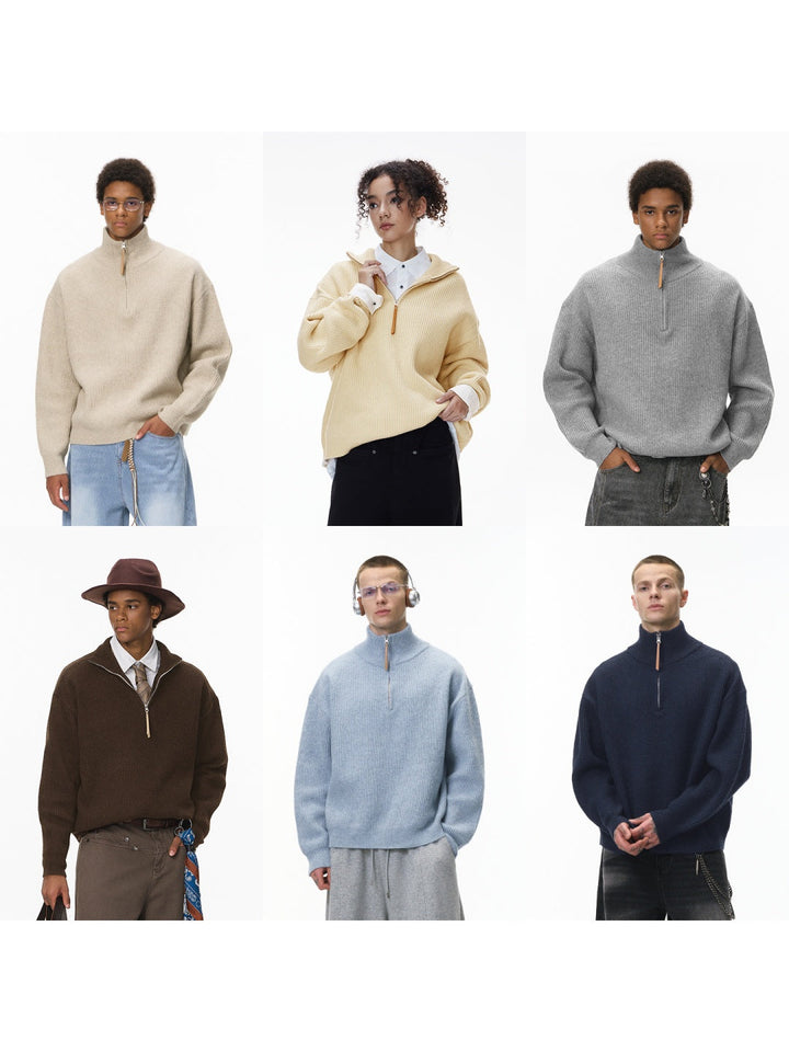 Half Zipper Turtleneck Old Money Style Sweaters