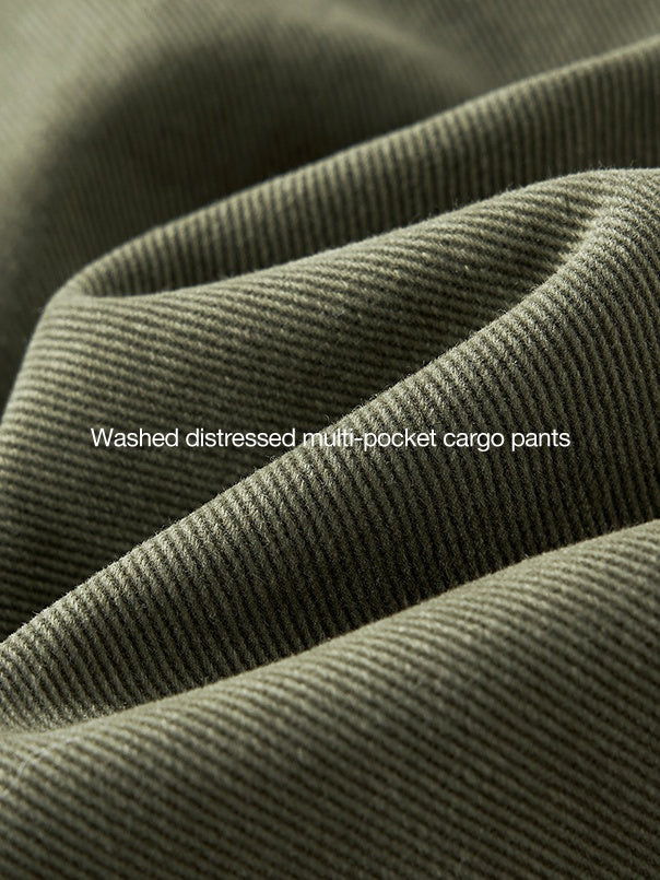 Washing Water Cut Multiple Pockets Old Tooling Casual Trousers
