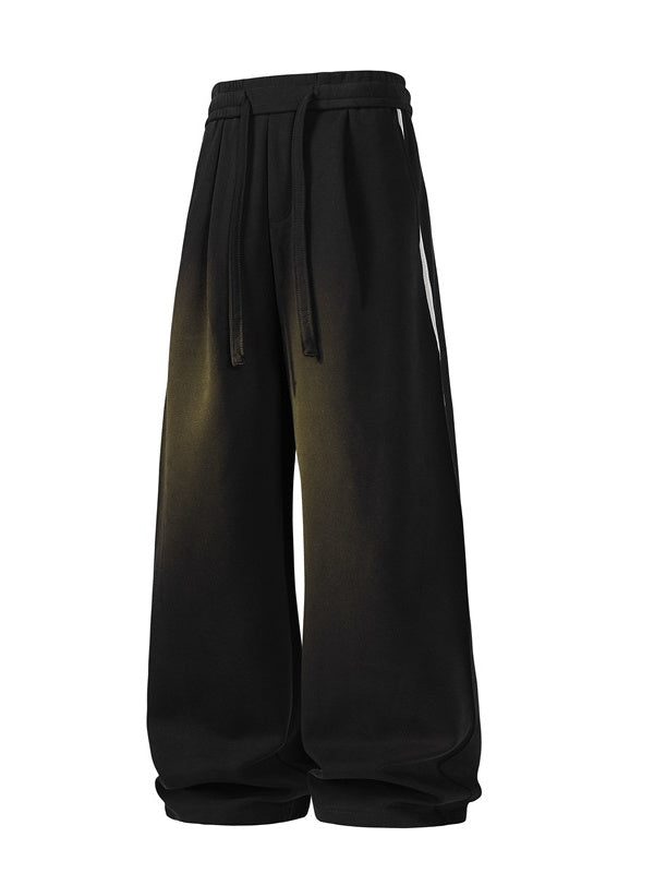 Stripes Sports Splicing Silhouette Straight Casual Pants