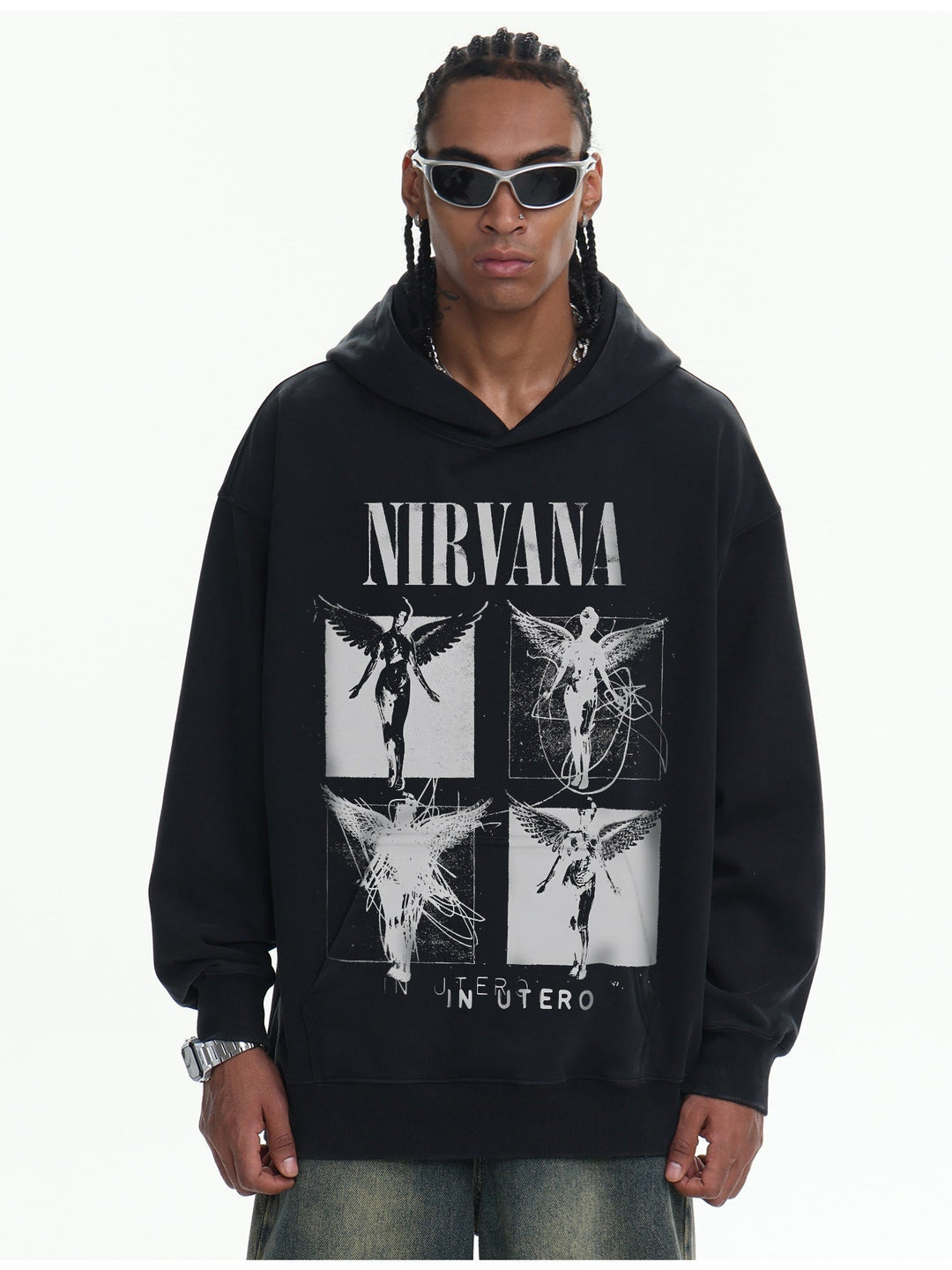 Washing Retro Angel Print 410G Loose Versatile Sweatshirt