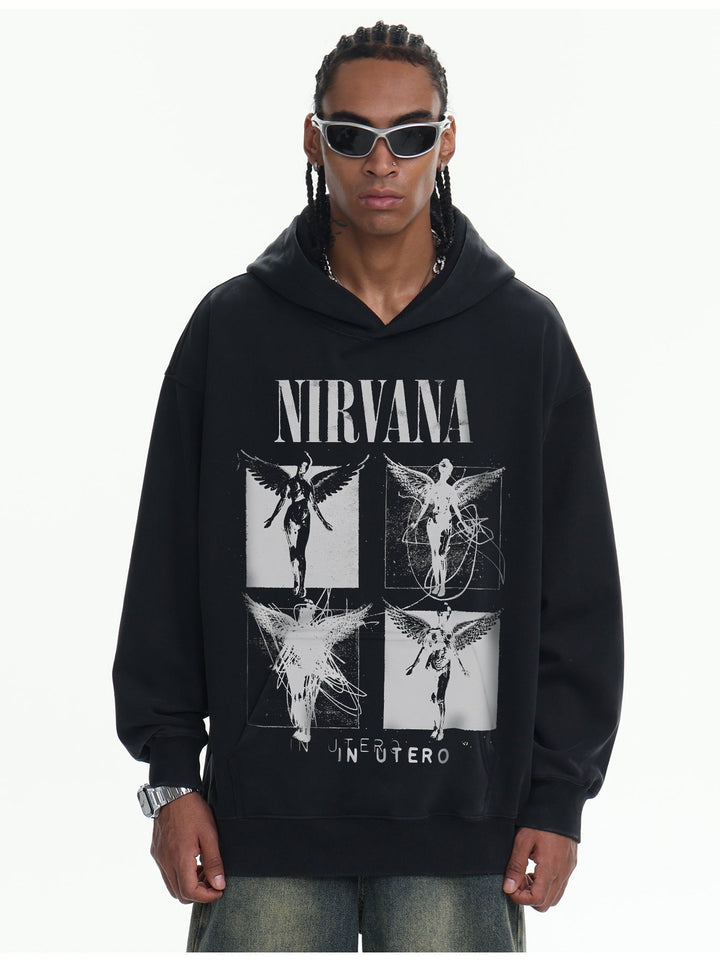 Washing Retro Angel Print 410G Loose Versatile Sweatshirt