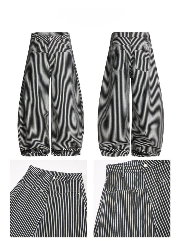 Liber Autumn Neutral wear Color matching Stripes Pants