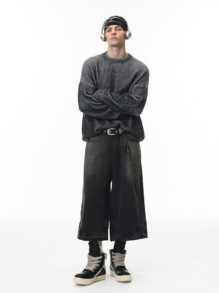 Cleanfit Two-color Loose All-match Crew Neck Sweater