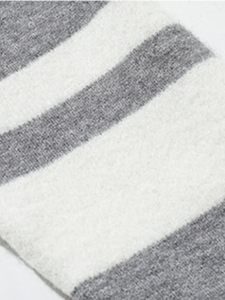 Striped Texture Contrasting Colors Loose Leisure Pullover Sweater