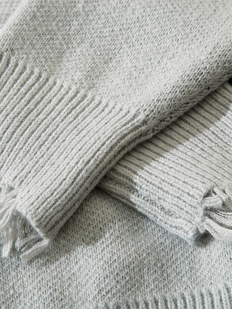 Dark Cross Jacquard Contrasting Colors Sutures Cut Destroy Sweater