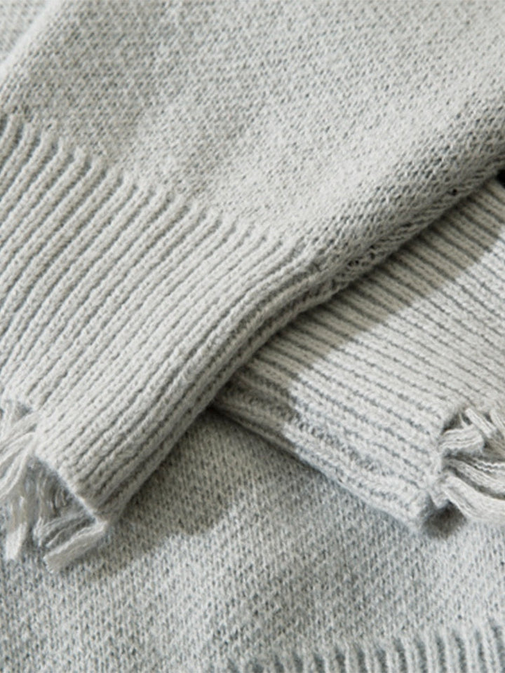 Dark Cross Jacquard Contrasting Colors Sutures Cut Destroy Sweater