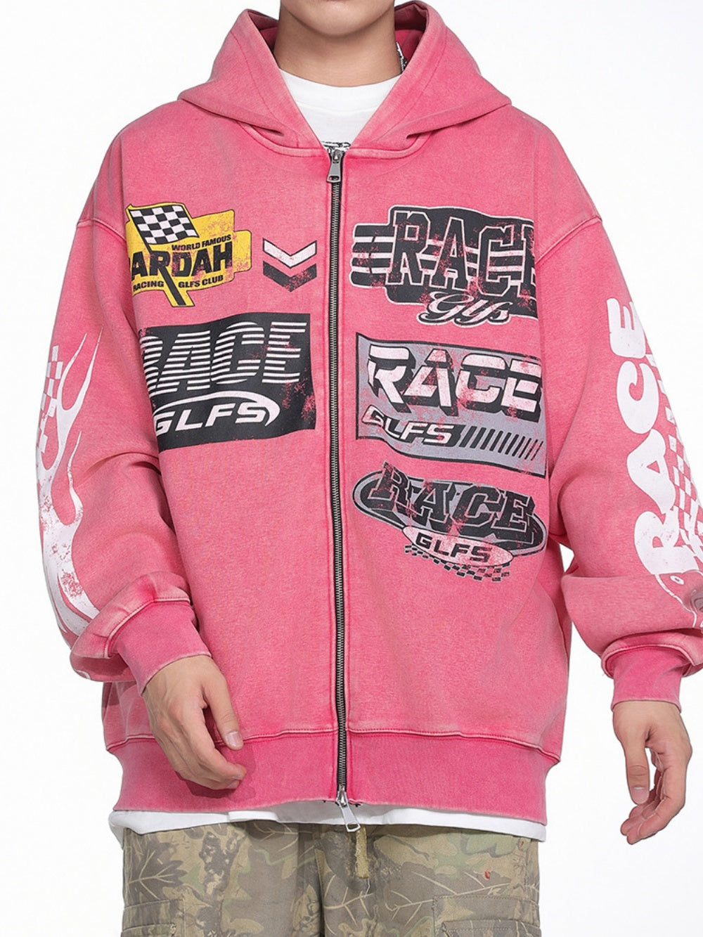 Street-Style Letter Print Hoodie Jacket