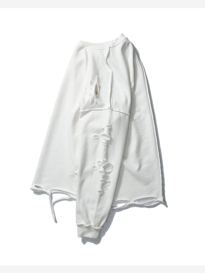 Oversize Hole Loose Pullover Long-sleeved T-shirt