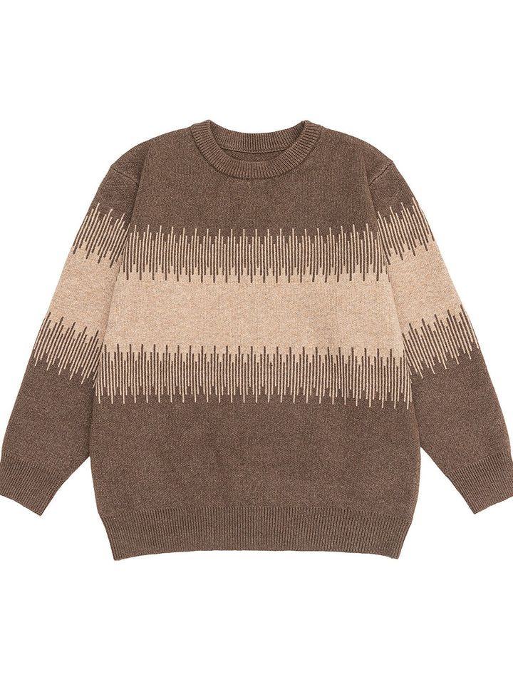 Contrasting Colors Crew Neck Loose Inner Wear Hood Sweaters