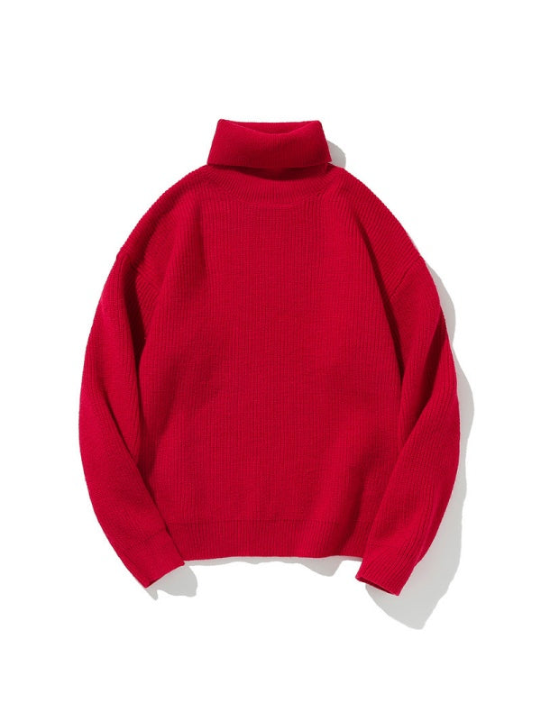 Simplicity Solid Color Loose Long Sleeve Turtleneck Sweater