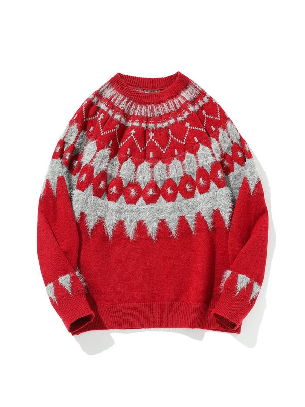 Fair Isle Red Christmas Jacquard Pattern Sweaters