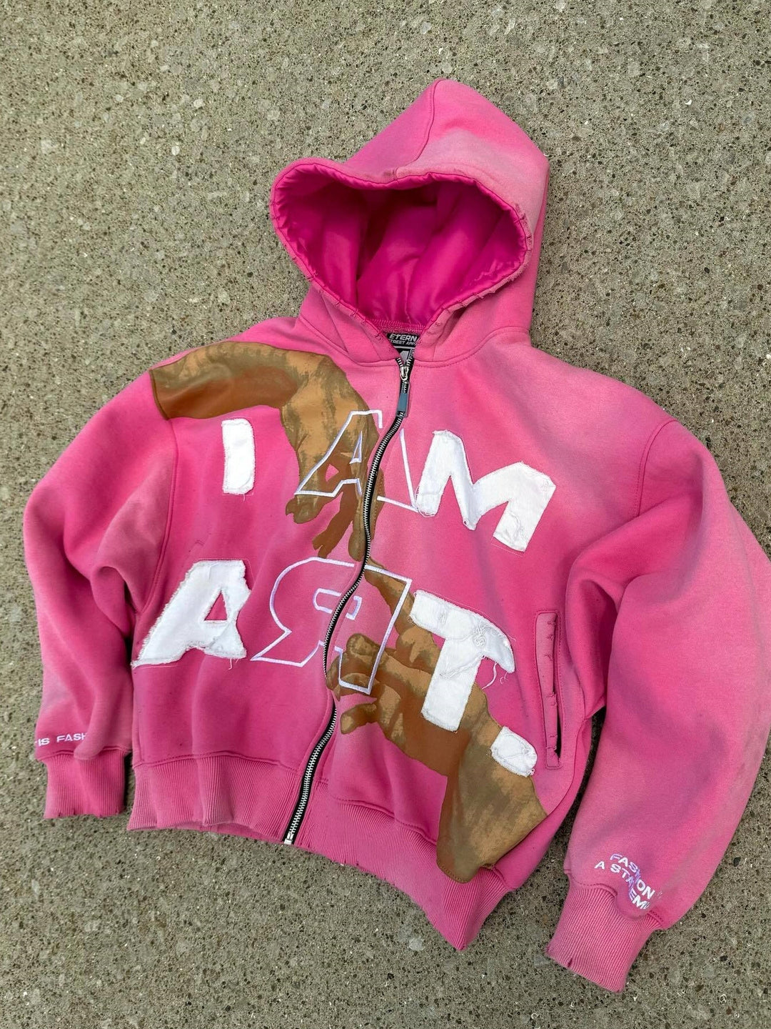 Colorblock Letter Patch Hoodie Jacket