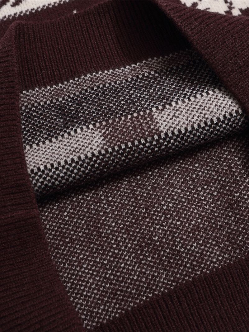 Christmas Retro Interesting Animals Stripes Contrasting Colors Pullover Sweater