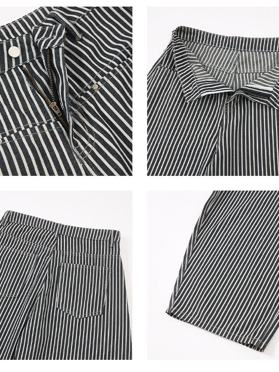 Liber Autumn Neutral wear Color matching Stripes Pants