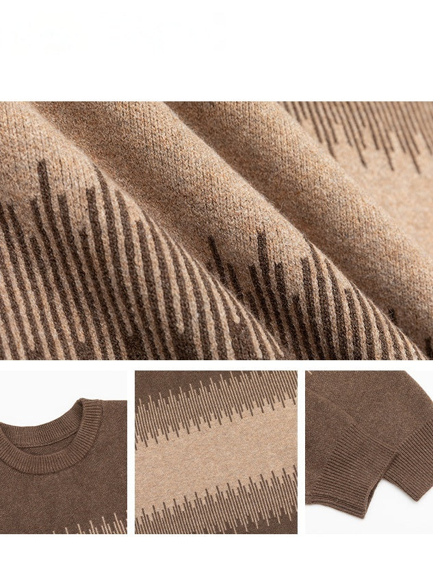 Contrasting Colors Crew Neck Loose Inner Wear Hood Sweaters