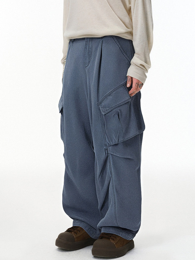 Function Outdoor Recreation Large Pockets Pleated Workwear Wide-leg Pants