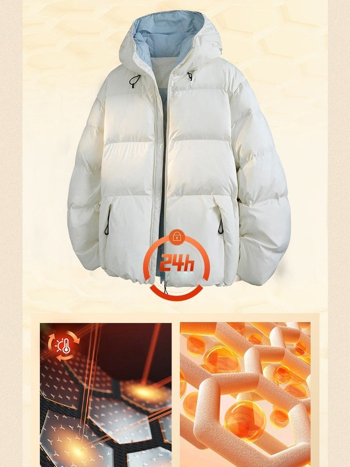 Maillard Contrasting Colors Keep Warm Hooded Coat