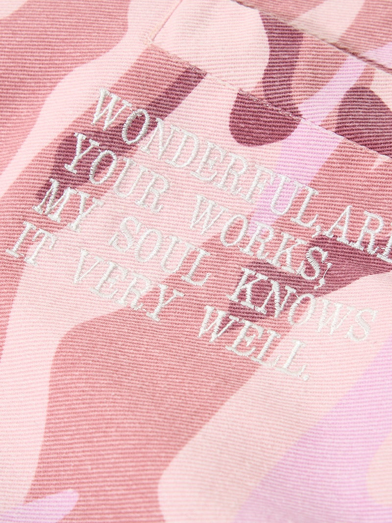 Retro Letter Embroidery Camouflage Plush Work Jacket