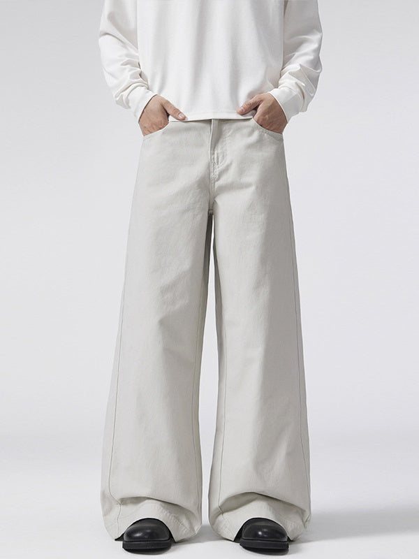 A-shaped Twill Cotton Cleanfit Wide-leg All-match Pants