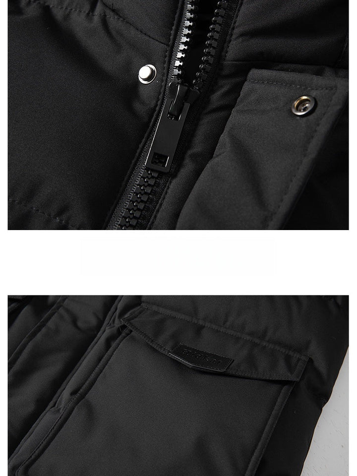 Mid-length Removable Hooded Cotton Clothes Thickening Large Fur Collar Coat