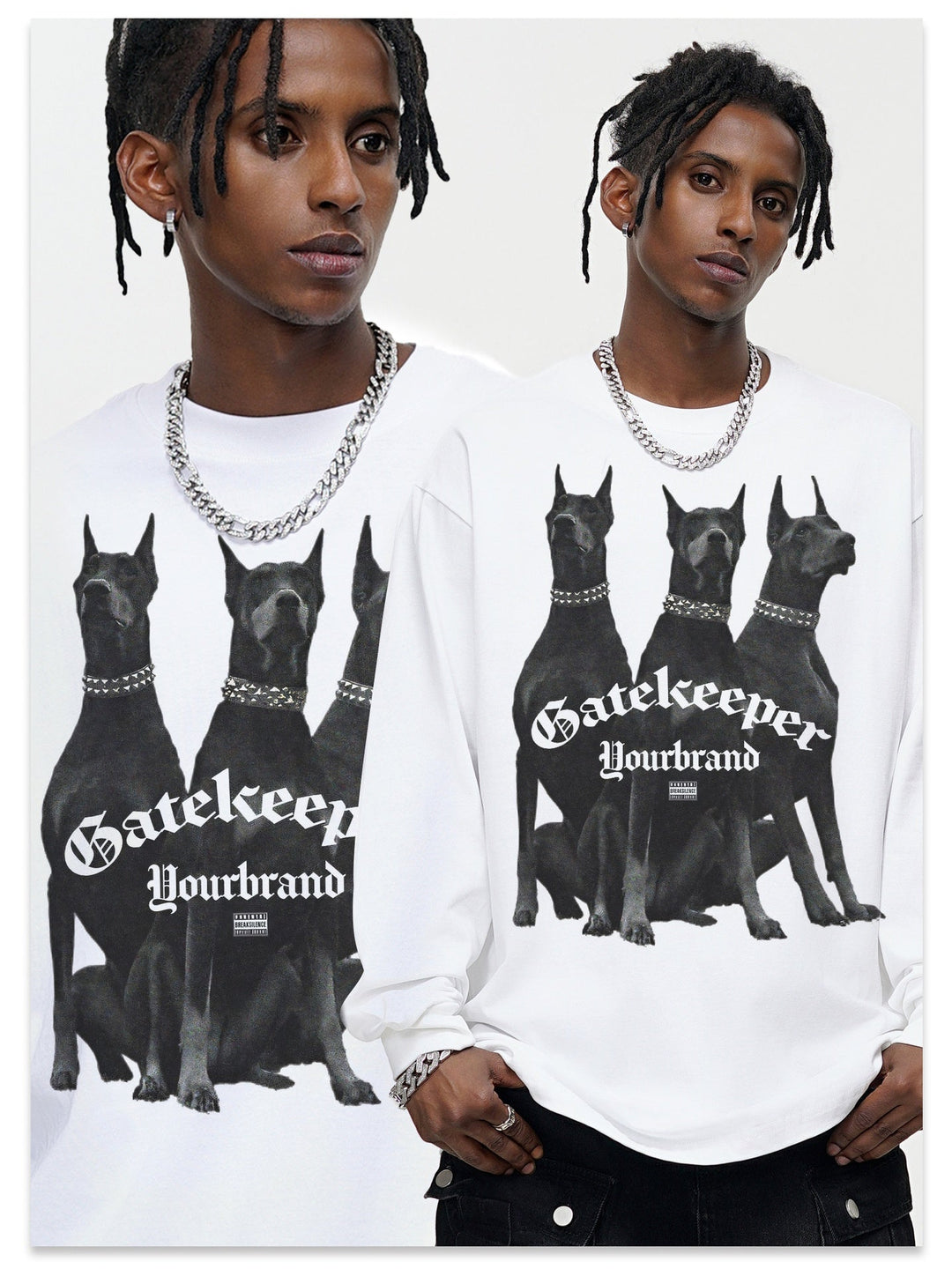 High Street Doberman American Street Print Long-sleeved T-shirt