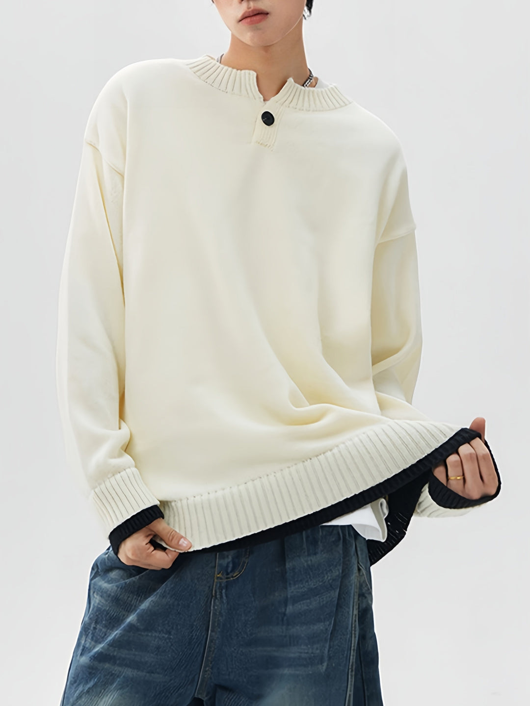 Old Money Style Leisure Solid Color V-neck Ins All-match Sweater