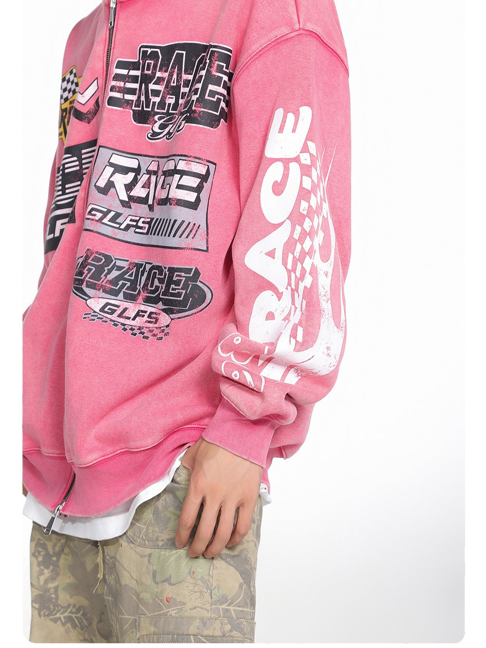 Street-Style Letter Print Hoodie Jacket