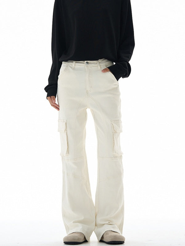 Liber Autumn Neutral wear Multiple pockets Solid Color Cargo Trousers