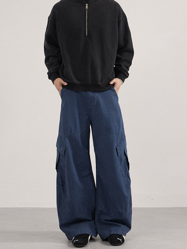 Liber Autumn Neutral wear Multiple pockets Solid Color Cargo Trousers