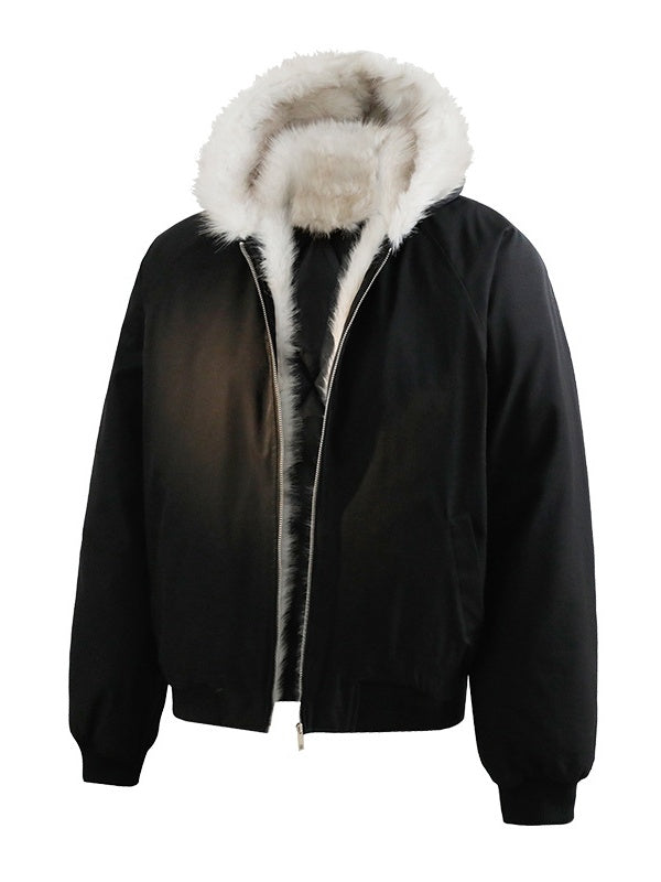 Camouflage Fur Collar Hooded Cotton Jacket