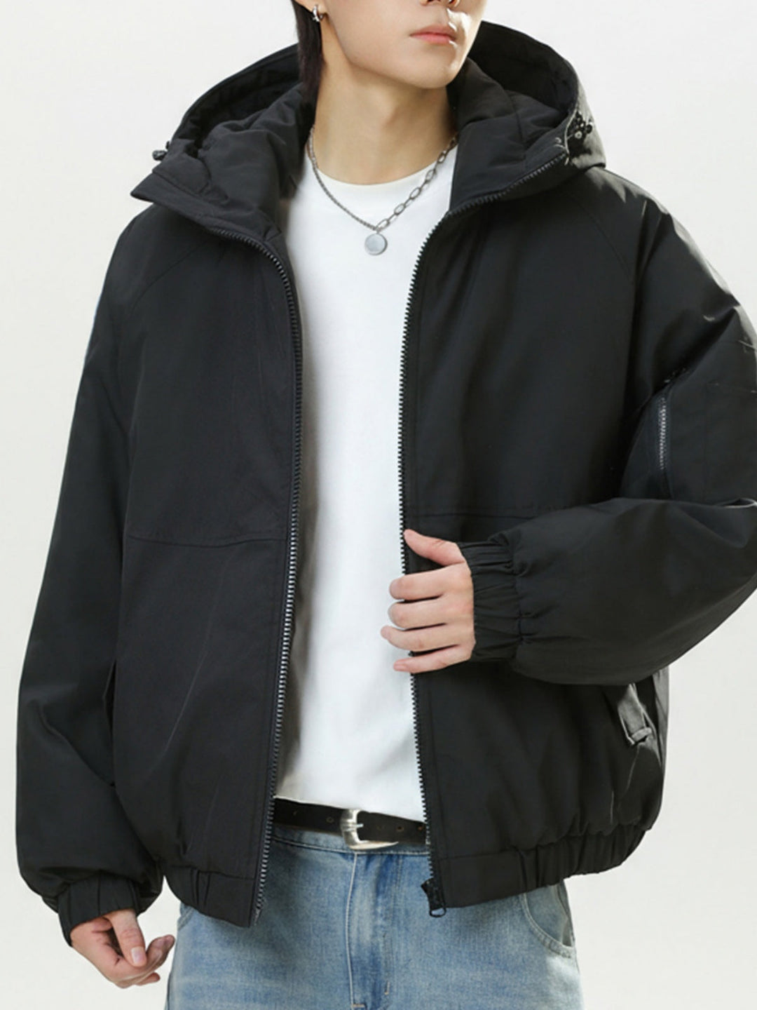 Outdoor Water-repellent Keep Warm Removable Fur Collar Thickening Hooded Parker
