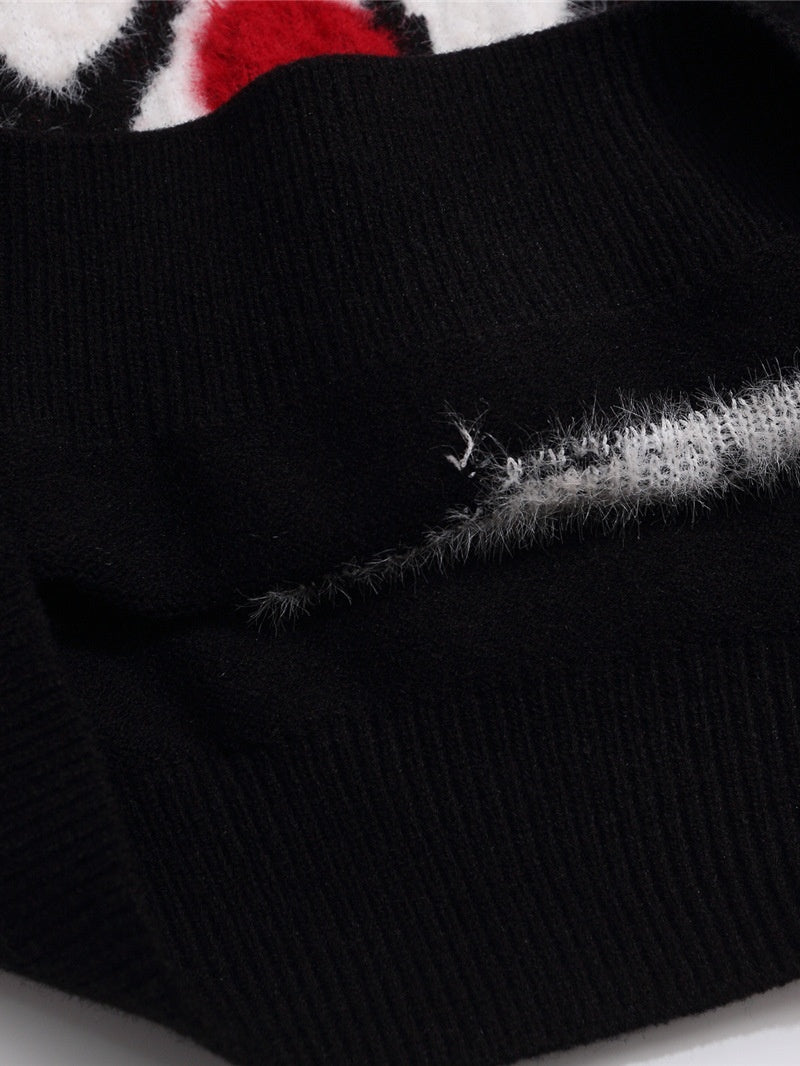 Retro Cute Tomato Puppy Jacquard Pullover Sweater